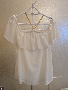 Michael Kors White Off-Shoulder Ruffle Women's Top